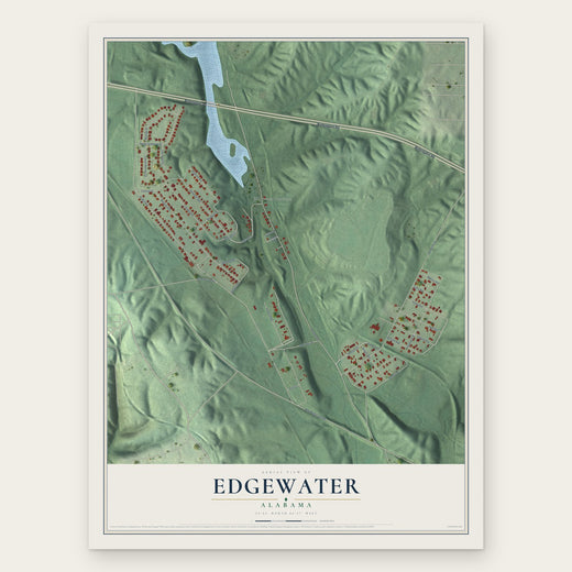 Edgewater, Alabama map print, the full design