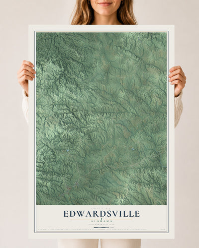 Map of Edwardsville, Alabama, 24 x 36 inch unframed archival matte print