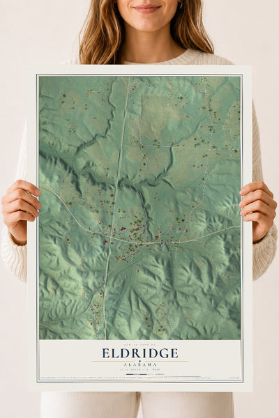 Map of Eldridge, Alabama, 18 x 24 inch unframed archival matte print
