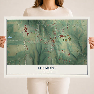 Map of Elkmont, Alabama, 18 x 24 inch unframed archival matte print
