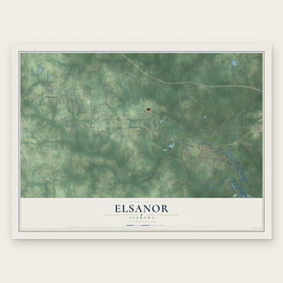 Elsanor, Alabama map print, the full design