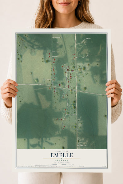 Map of Emelle, Alabama, 18 x 24 inch unframed archival matte print