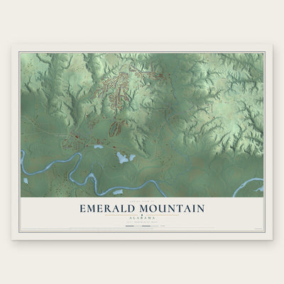 Emerald Mountain, Alabama map print, the full design