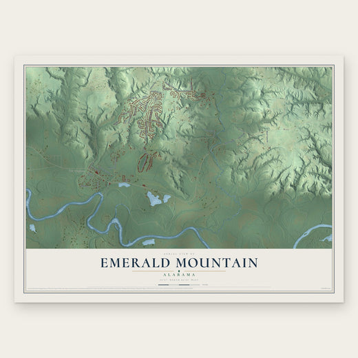 Emerald Mountain, Alabama map print, the full design