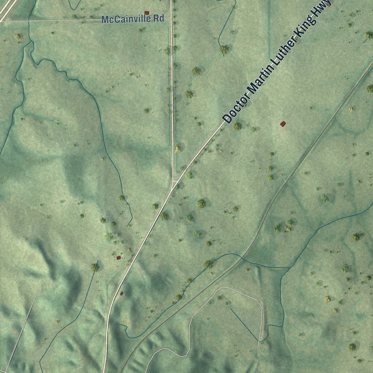 Second close-up of the map of Epes, Alabama print showing more streets and buildings