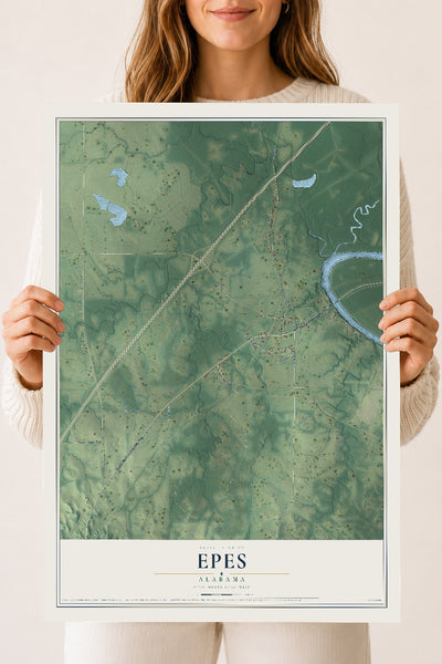 Map of Epes, Alabama, 18 x 24 inch unframed archival matte print