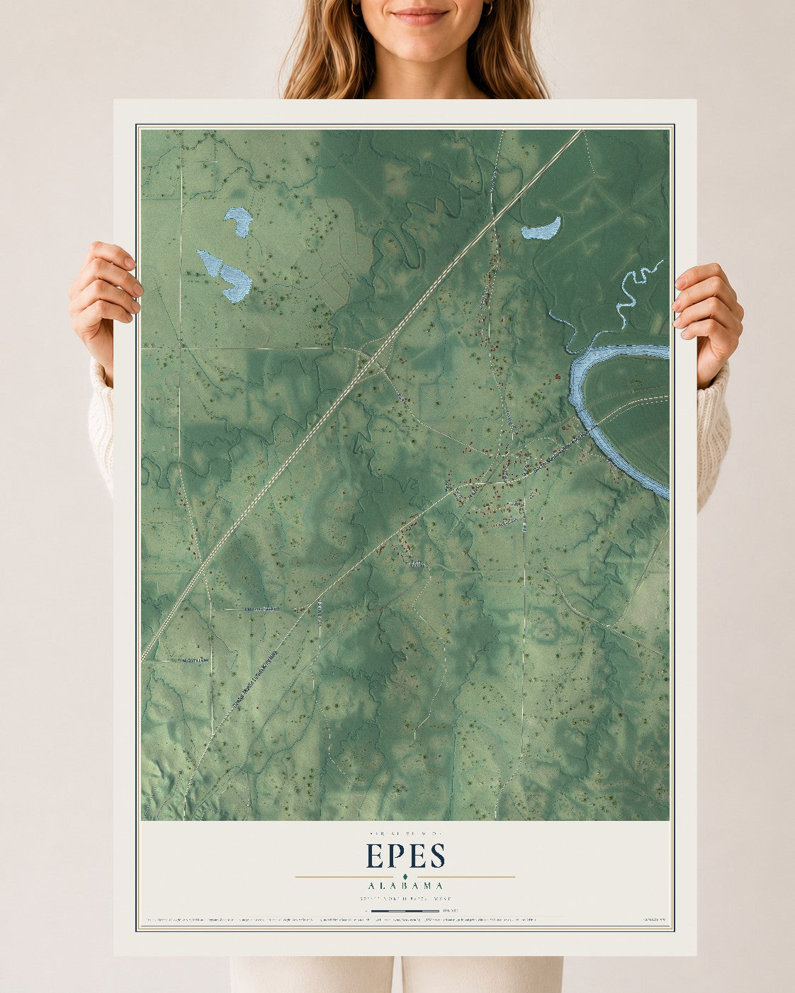 Map of Epes, Alabama, 24 x 36 inch unframed archival matte print
