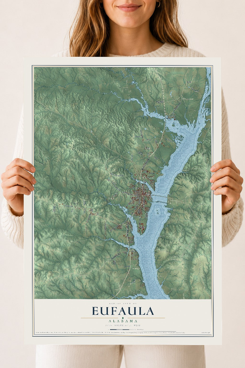Map of Eufaula, Alabama, 18 x 24 inch unframed archival matte print