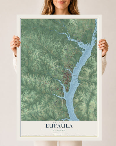 Map of Eufaula, Alabama, 24 x 36 inch unframed archival matte print