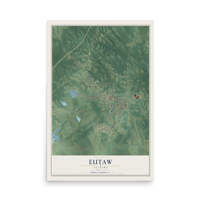 Map of Eutaw, Alabama, 12 x 18 inch unframed archival matte print