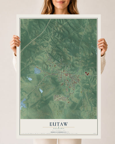 Map of Eutaw, Alabama, 24 x 36 inch unframed archival matte print