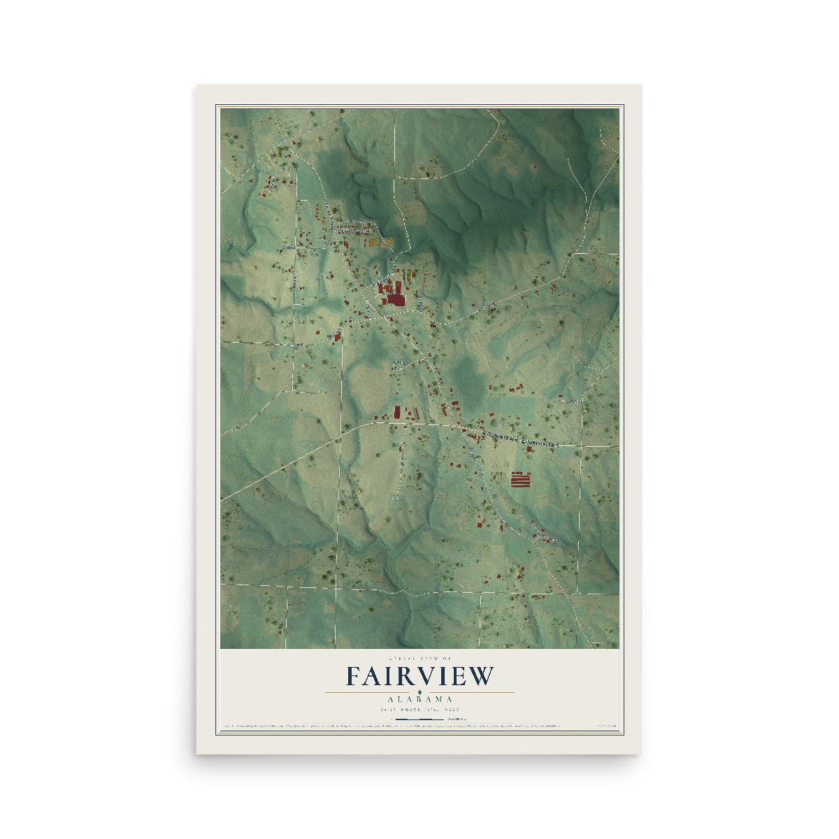 Map of Fairview, Alabama, 12 x 18 inch unframed archival matte print