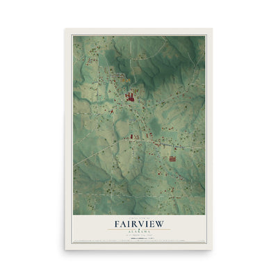 Map of Fairview, Alabama, 12 x 18 inch unframed archival matte print