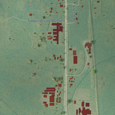 Second close-up of the map of Falkville, Alabama print showing more streets and buildings