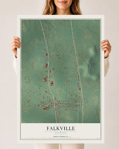 Map of Falkville, Alabama, 24 x 36 inch unframed archival matte print