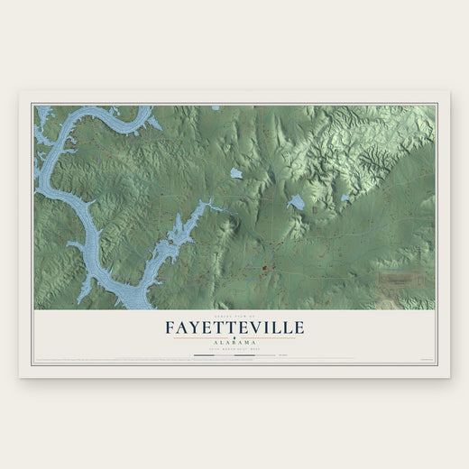 Fayetteville, Alabama map print, the full design