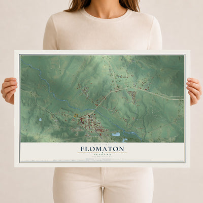 Map of Flomaton, Alabama, 12 x 18 inch unframed archival matte print