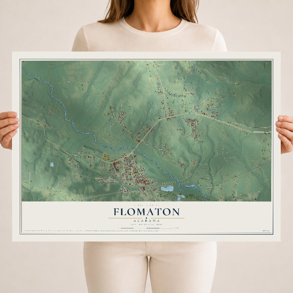 Map of Flomaton, Alabama, 18 x 24 inch unframed archival matte print