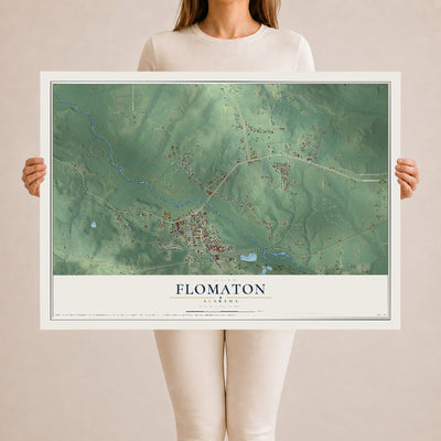 Map of Flomaton, Alabama, 24 x 36 inch unframed archival matte print