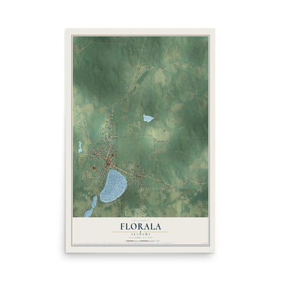 Map of Florala, Alabama, 12 x 18 inch unframed archival matte print