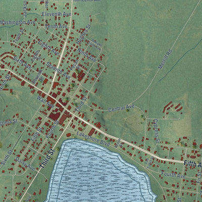 Close-up of the map of Florala, Alabama print showing street and building detail