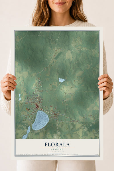Map of Florala, Alabama, 18 x 24 inch unframed archival matte print