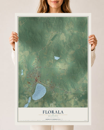 Map of Florala, Alabama, 24 x 36 inch unframed archival matte print
