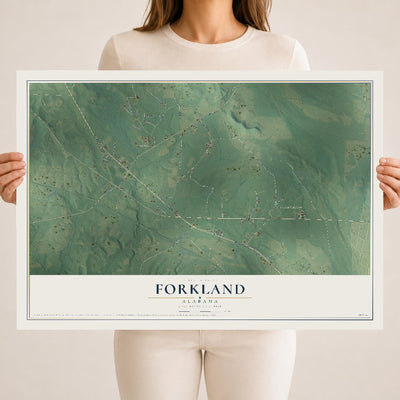 Map of Forkland, Alabama, 18 x 24 inch unframed archival matte print