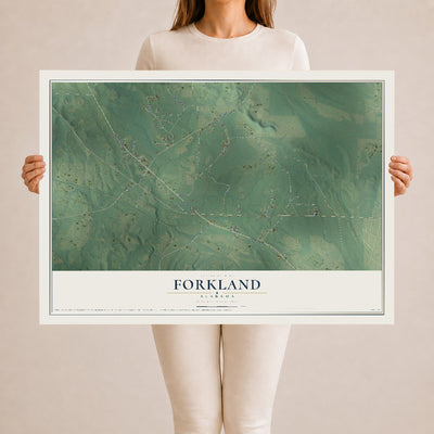 Map of Forkland, Alabama, 24 x 36 inch unframed archival matte print