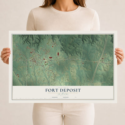Map of Fort Deposit, Alabama, 12 x 18 inch unframed archival matte print