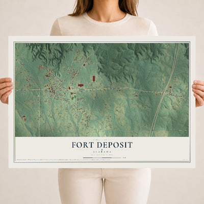 Map of Fort Deposit, Alabama, 18 x 24 inch unframed archival matte print