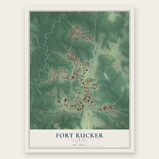 Fort Rucker, Alabama map print, the full design
