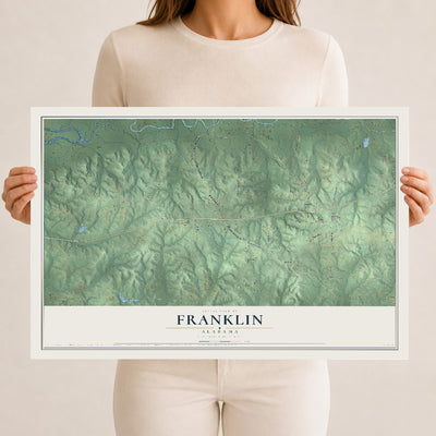 Map of Franklin, Alabama, 12 x 18 inch unframed archival matte print
