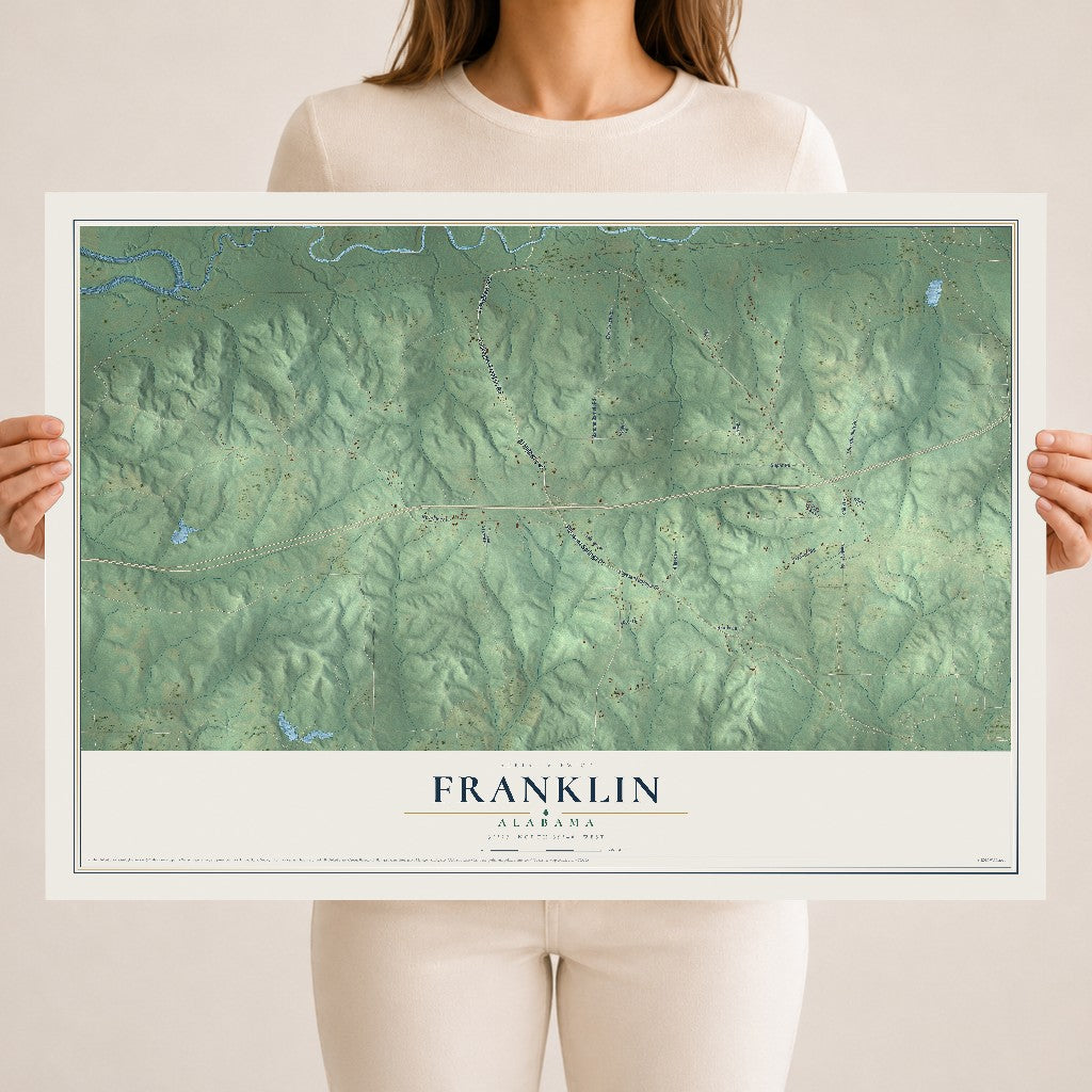 Map of Franklin, Alabama, 18 x 24 inch unframed archival matte print