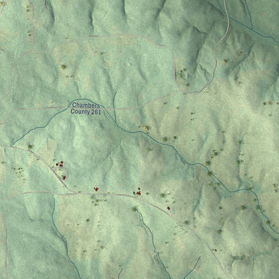 Close-up of the map of Fredonia, Alabama print showing street and building detail