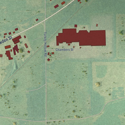 Second close-up of the map of Frisco City, Alabama print showing more streets and buildings