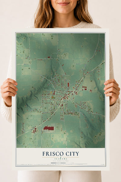Map of Frisco City, Alabama, 18 x 24 inch unframed archival matte print