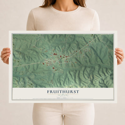 Map of Fruithurst, Alabama, 12 x 18 inch unframed archival matte print