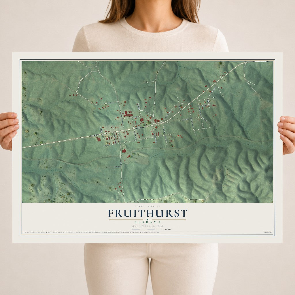 Map of Fruithurst, Alabama, 18 x 24 inch unframed archival matte print