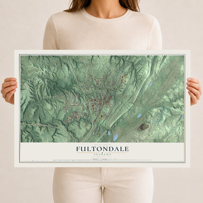 Map of Fultondale, Alabama, 12 x 18 inch unframed archival matte print