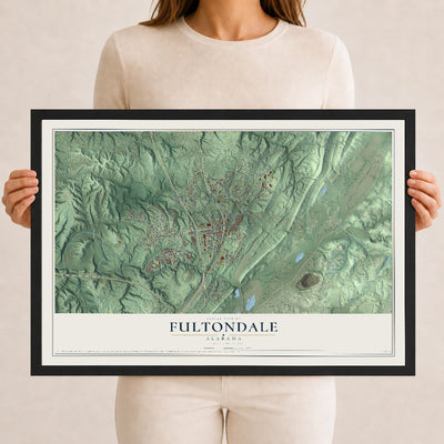 Map of Fultondale, Alabama, 12 x 18 inch print in a black wood frame