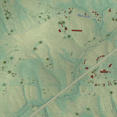 Second close-up of the map of Fyffe, Alabama print showing more streets and buildings