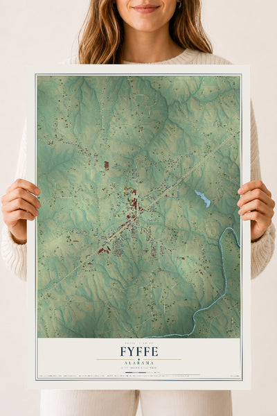 Map of Fyffe, Alabama, 18 x 24 inch unframed archival matte print