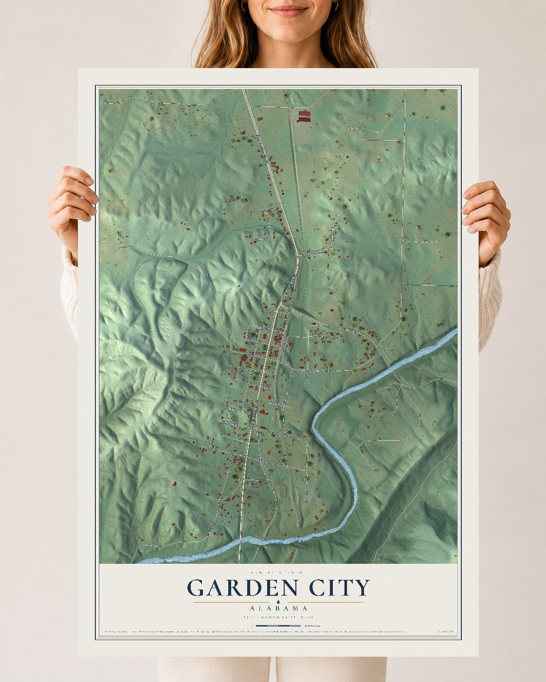 Map of Garden City, Alabama, 24 x 36 inch unframed archival matte print