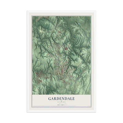Map of Gardendale, Alabama, 12 x 18 inch print in a white wood frame