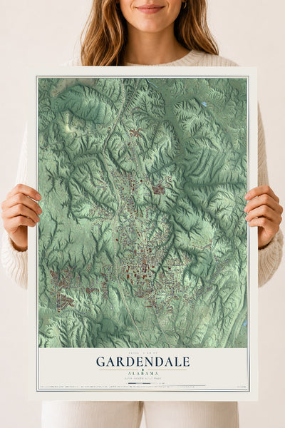 Map of Gardendale, Alabama, 18 x 24 inch unframed archival matte print