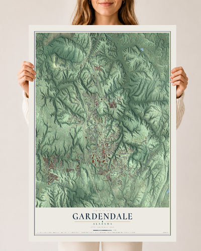 Map of Gardendale, Alabama, 24 x 36 inch unframed archival matte print
