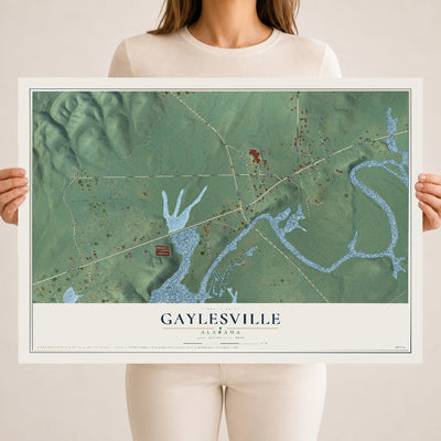 Map of Gaylesville, Alabama, 18 x 24 inch unframed archival matte print