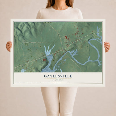 Map of Gaylesville, Alabama, 24 x 36 inch unframed archival matte print