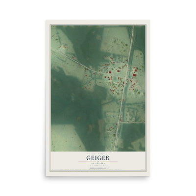 Map of Geiger, Alabama, 12 x 18 inch unframed archival matte print